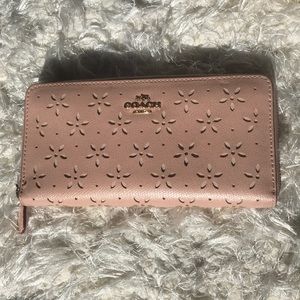 Laser cut pink coach wallet